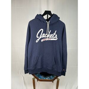 Homage Navy Blue Jackets Hockey Graphic Hoodie Sweatshirt Mens Size L
